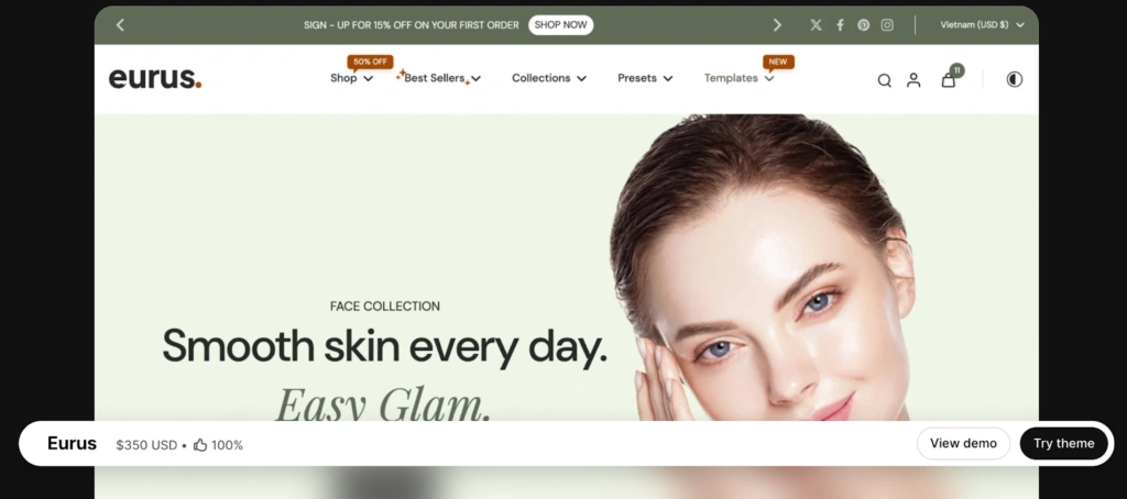 Eurus shopify theme